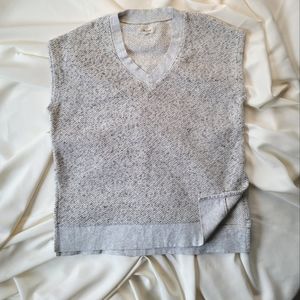 Madewell Heather Gray Knit V-Neck Boxy Tunic Sweater Vest Size Small